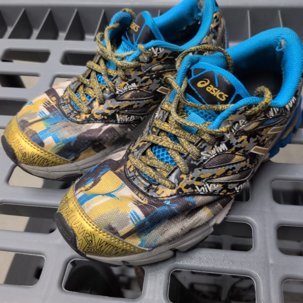 ASICS Gel‎ Noosa Tri 10 Neon Blue Yellow Running Shoes Womens 5